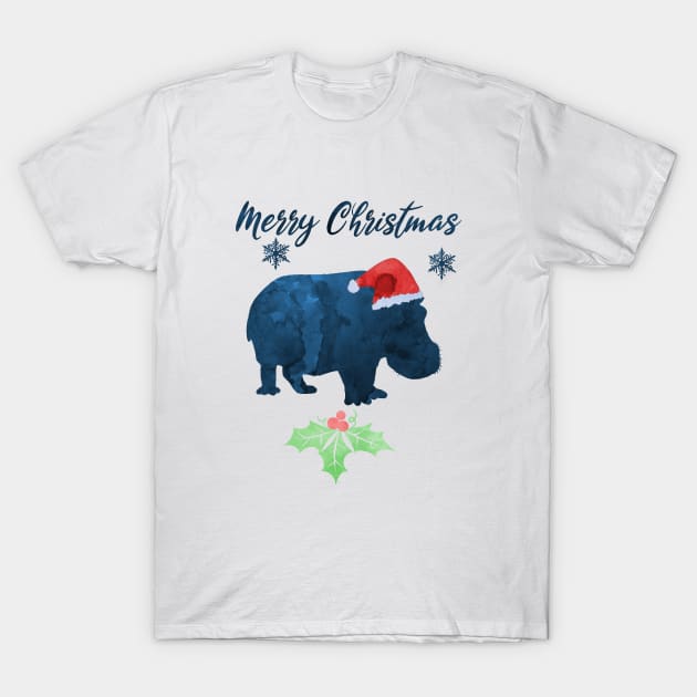 Christmas Hippo T-Shirt by TheJollyMarten